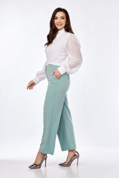Демисезонные брюки из костюмной ткани со стрелками Abbi 2028 бирюзовый - фото 2