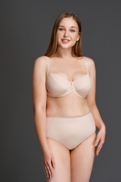 Бюстгальтер бежевый мягкая чашка с тройным диагональным членением Milavitsa 105911 нюд - фото 1