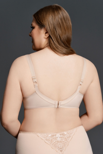 Бюстгальтер бежевый мягкая чашка с тройным диагональным членением Milavitsa 105911 нюд - фото 2