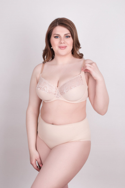Бюстгальтер бежевый для полных с мягкой чашкой и корректировкой Milavitsa 120151 нюд - фото 1