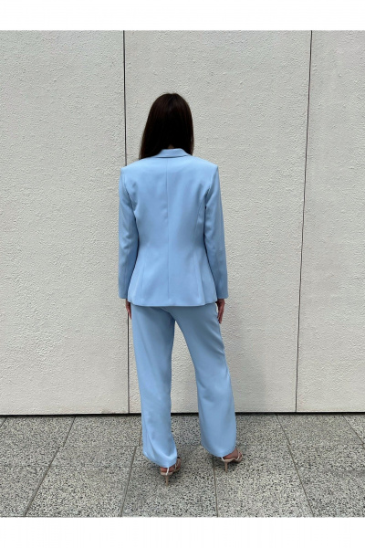 Голубой демисезонный жакет однобортный с прорезными карманами i3i Fashion 403/3 - фото 6