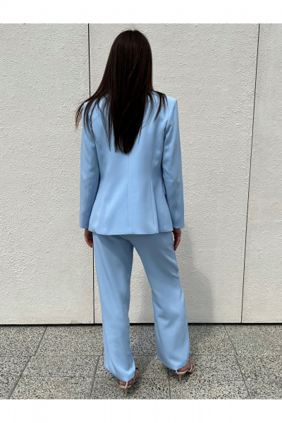 Голубой демисезонный жакет однобортный с прорезными карманами i3i Fashion 403/3 - фото 5