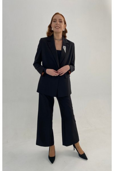 Черный демисезонный жакет однобортный с прорезными карманами i3i Fashion 403/4 - фото 3