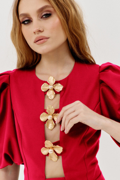 Платье FLAIM 1141.02 красный - фото 4