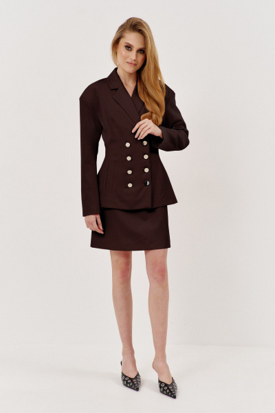Жакет, юбка FLAIM 1146.03 горький шоколад - фото 1