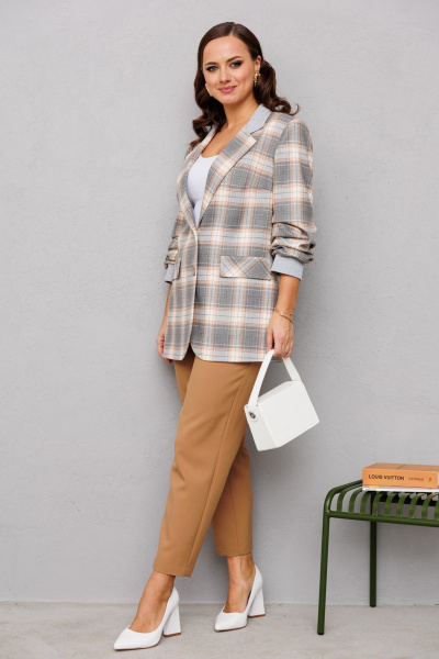Брюки, жакет Mubliz 229 клетка_карамель - фото 9
