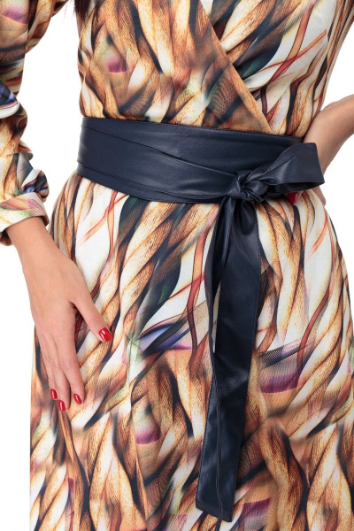 Платье из трикотажа с съемным поясом и прорезными карманами Anelli 938 мультиколор - фото 8