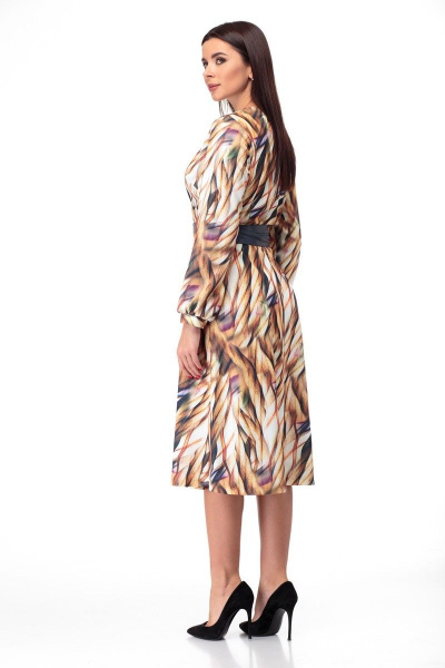 Платье из трикотажа с съемным поясом и прорезными карманами Anelli 938 мультиколор - фото 7
