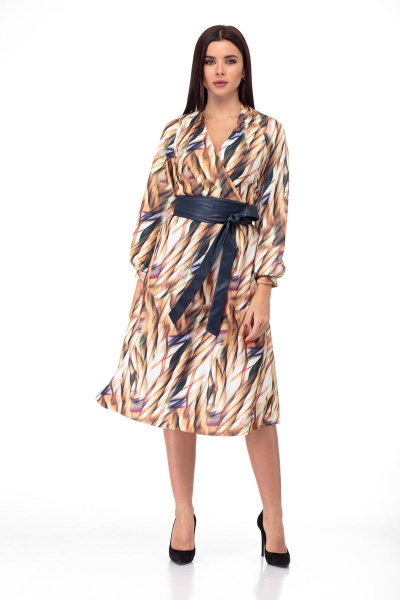 Платье из трикотажа с съемным поясом и прорезными карманами Anelli 938 мультиколор - фото 4