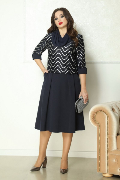 Свободная женская блуза с вырезом капля и шифоновым шарфом Solomeya Lux 771 - фото 1