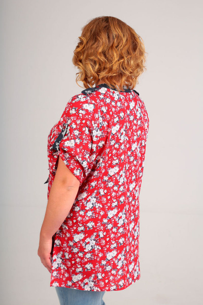 Летняя хлопковая блуза свободного кроя с декорированным шнуром Таир-Гранд 6210 красный - фото 2