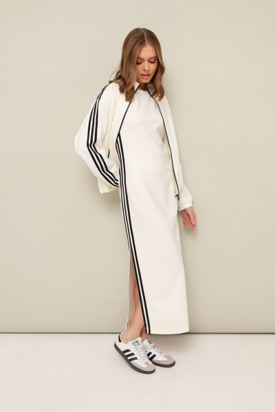 Платье и бомбер в спортивном стиле из трикотажа белое PUR PUR 11-349/1 - фото 2