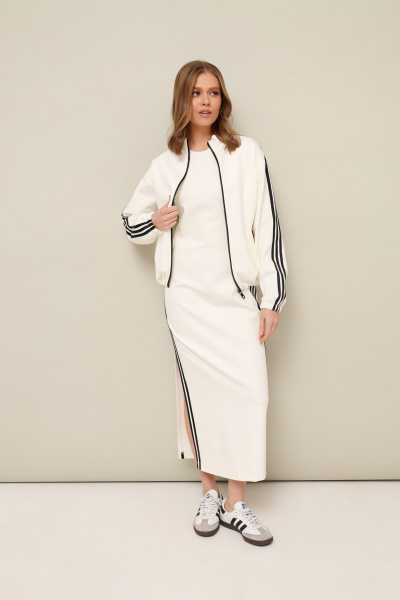 Платье и бомбер в спортивном стиле из трикотажа белое PUR PUR 11-349/1 - фото 1