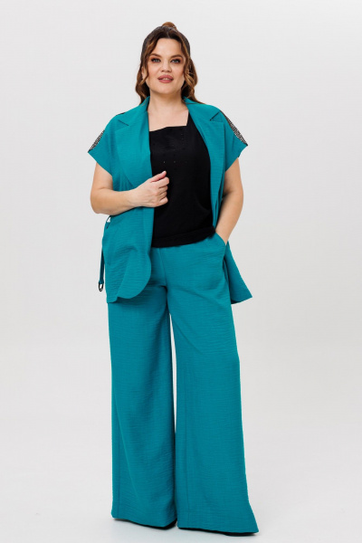 Брюки, жилет, топ Michel chic 1408 бирюзовый - фото 3