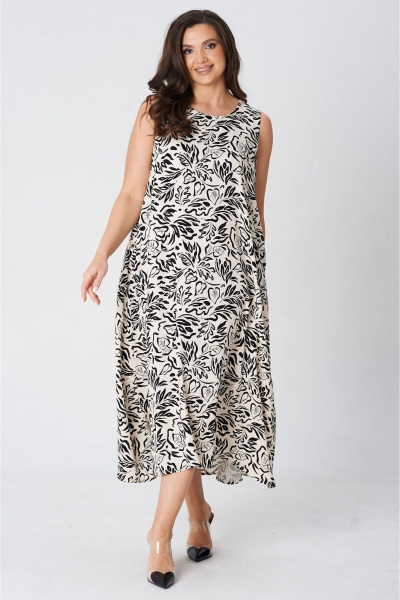 Платье LeNata 16492 молочно-черный - фото 7