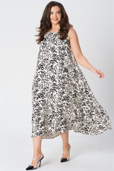 Платье LeNata 16492 молочно-черный - фото 6