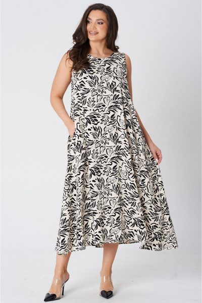 Платье LeNata 16492 молочно-черный - фото 3