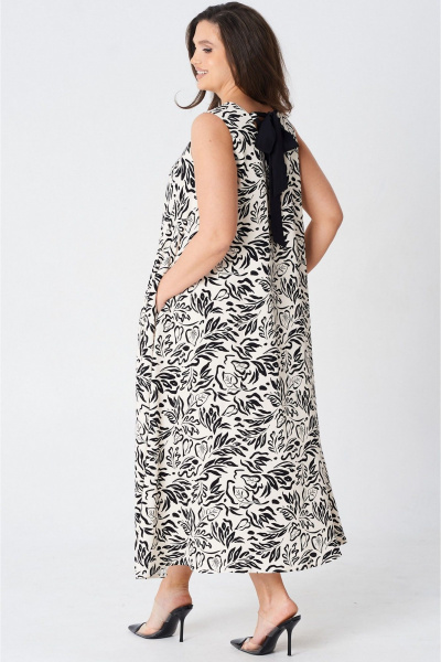 Платье LeNata 16492 молочно-черный - фото 2