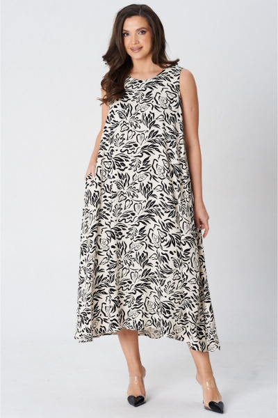 Платье LeNata 16492 молочно-черный - фото 1