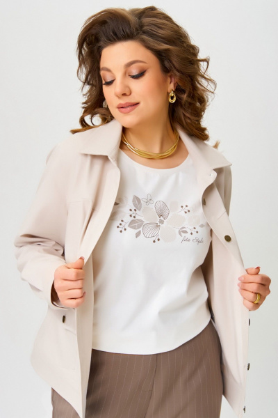 Брюки, бомбер, топ Fita 4021 бежево-коричневый - фото 6