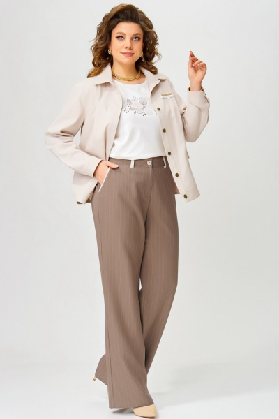 Брюки, бомбер, топ Fita 4021 бежево-коричневый - фото 4
