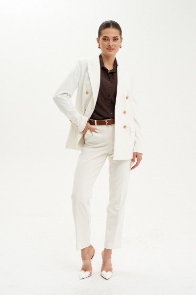 Брюки широкие из вискозы с разрезами и карманами Ketty К-01960 молочный - фото 4