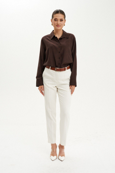 Брюки широкие из вискозы с разрезами и карманами Ketty К-01960 молочный - фото 1