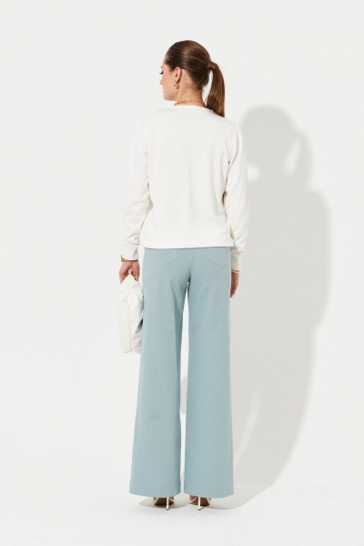 Джемпер молочный из вискозной пряжи с круглой горловиной Ketty К-19040 молочный - фото 4