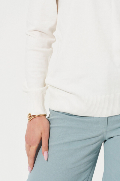 Джемпер молочный из вискозной пряжи с круглой горловиной Ketty К-19040 молочный - фото 3