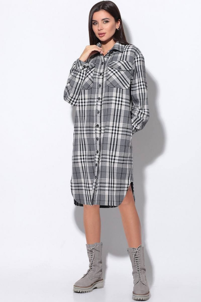 Платье LeNata 11169 серый-в-клетку - фото 6