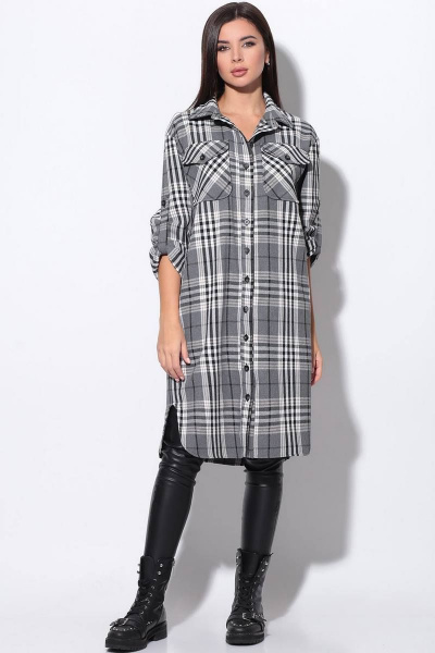 Платье LeNata 11169 серый-в-клетку - фото 3