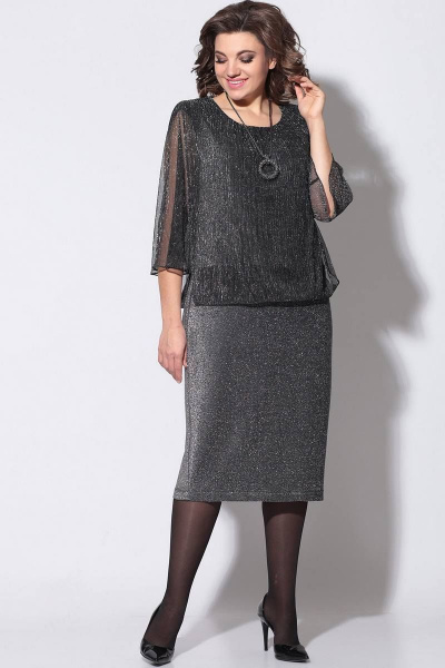 Платье LeNata 11174 темное-серебро - фото 2