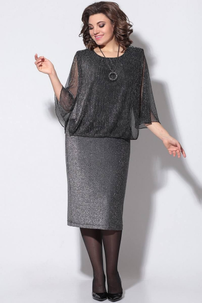 Платье LeNata 11174 темное-серебро - фото 1