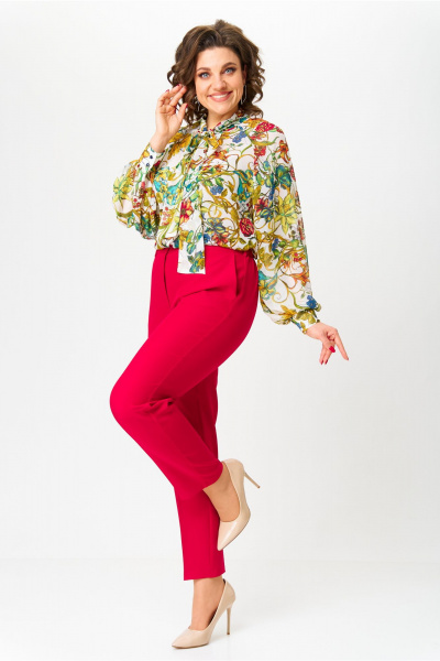 Блуза, брюки Andina city 9064-25 красный-мультиколор - фото 5