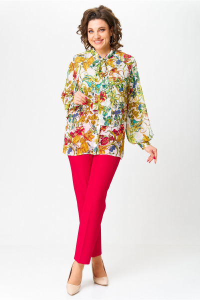 Блуза, брюки Andina city 9064-25 красный-мультиколор - фото 4