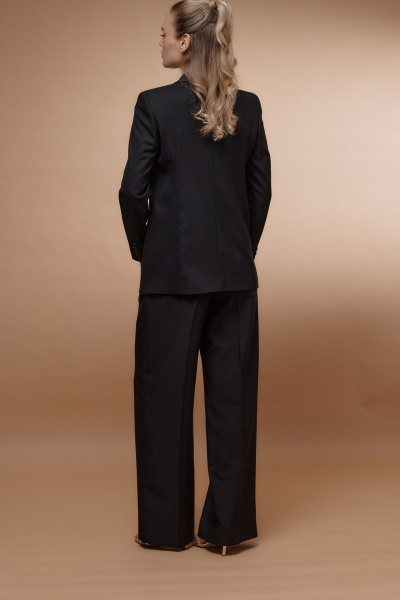 Деловой двубортный жакет из текстиля с карманами HELEN BIRCH J005a черный - фото 2