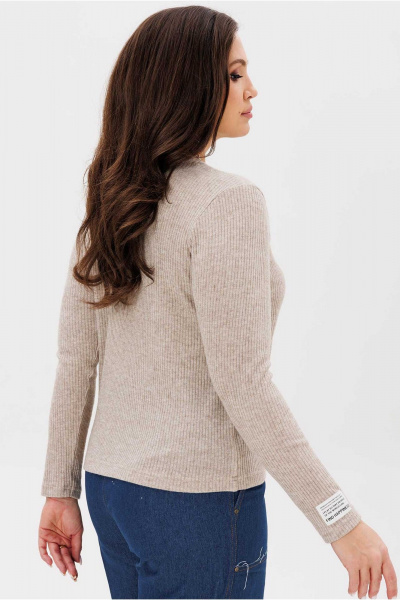 Бежевый трикотажный джемпер свободного силуэта Mislana 810/1 капучино - фото 6