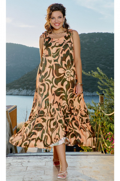 Блуза, платье Vittoria Queen 24243 оранжевый-хаки - фото 5