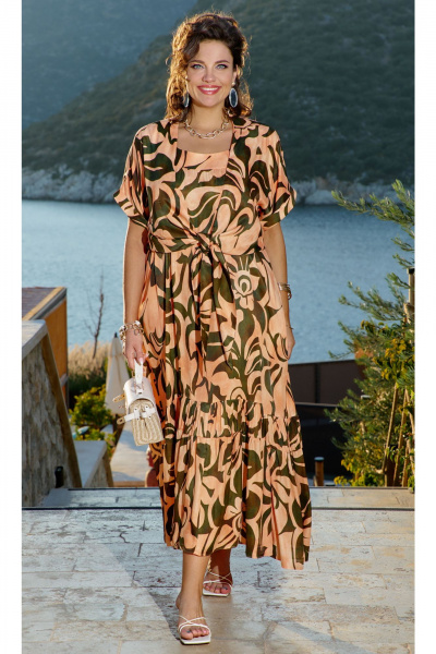 Блуза, платье Vittoria Queen 24243 оранжевый-хаки - фото 1