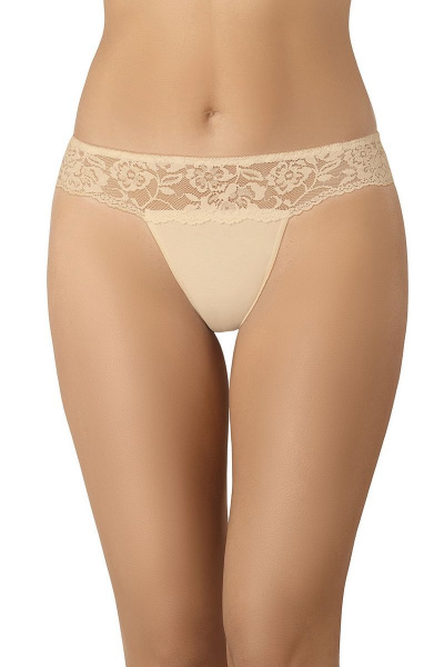 Трусы женские танга из эластичного полотна с низкой талией Teyli 118 бежевый - фото 1