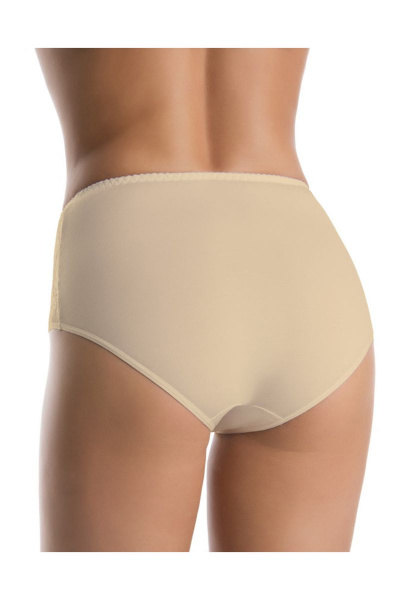 Трусы с высокой линией из эластичного трикотажа и кружевом Teyli 140 бежевый - фото 2