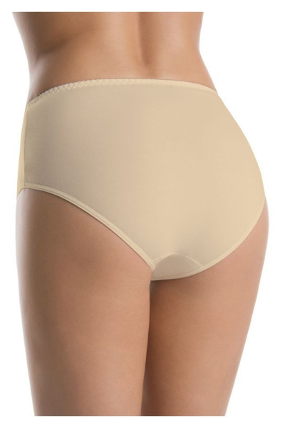 Трусы с высокой линией и кружевной кокеткой из эластичного трикотажа Teyli 142 бежевый - фото 2