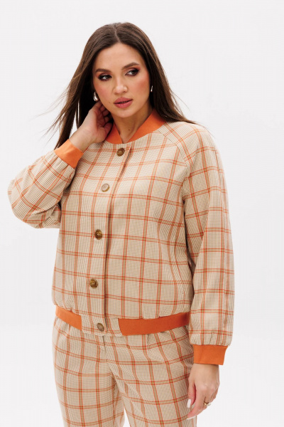 Бомбер и брюки в стиле спорт-шик с принтами для демисезона Fantazia Mod 4349 - фото 4