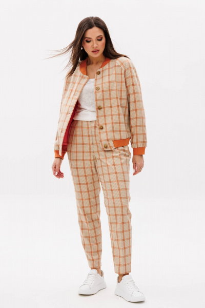 Бомбер и брюки в стиле спорт-шик с принтами для демисезона Fantazia Mod 4349 - фото 2