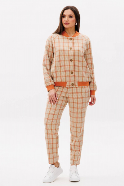 Бомбер и брюки в стиле спорт-шик с принтами для демисезона Fantazia Mod 4349 - фото 1