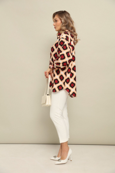 Рубашка LM М144 бордо+белый - фото 5