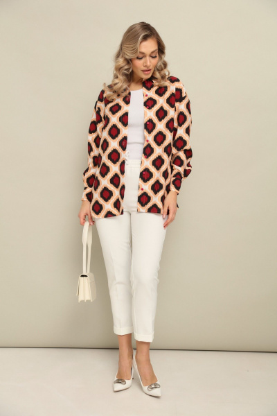 Рубашка LM М144 бордо+белый - фото 2