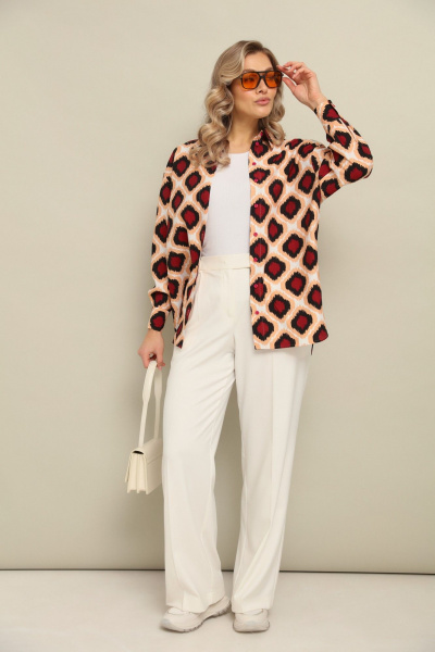 Брюки, рубашка LM К1440146 бордо+белый - фото 2