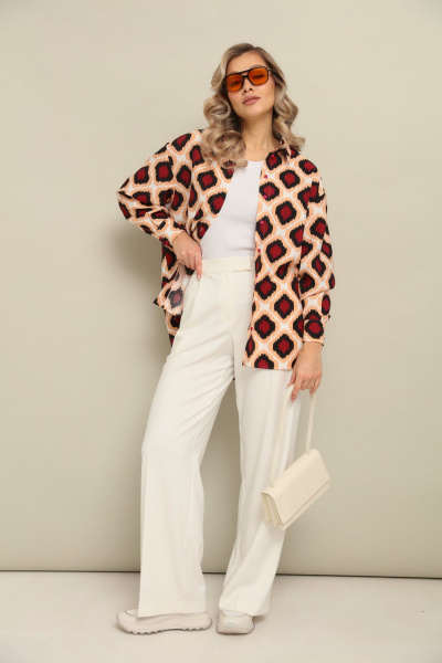 Брюки, рубашка LM К1440146 бордо+белый - фото 1