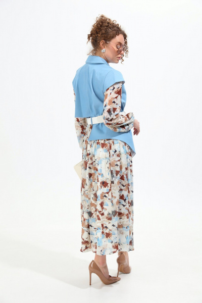 Платье NikVa 904-4 голубой+акварель - фото 8